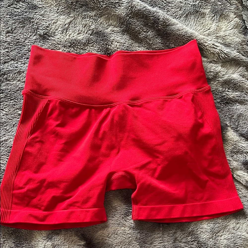 Red High-Waisted Shorts